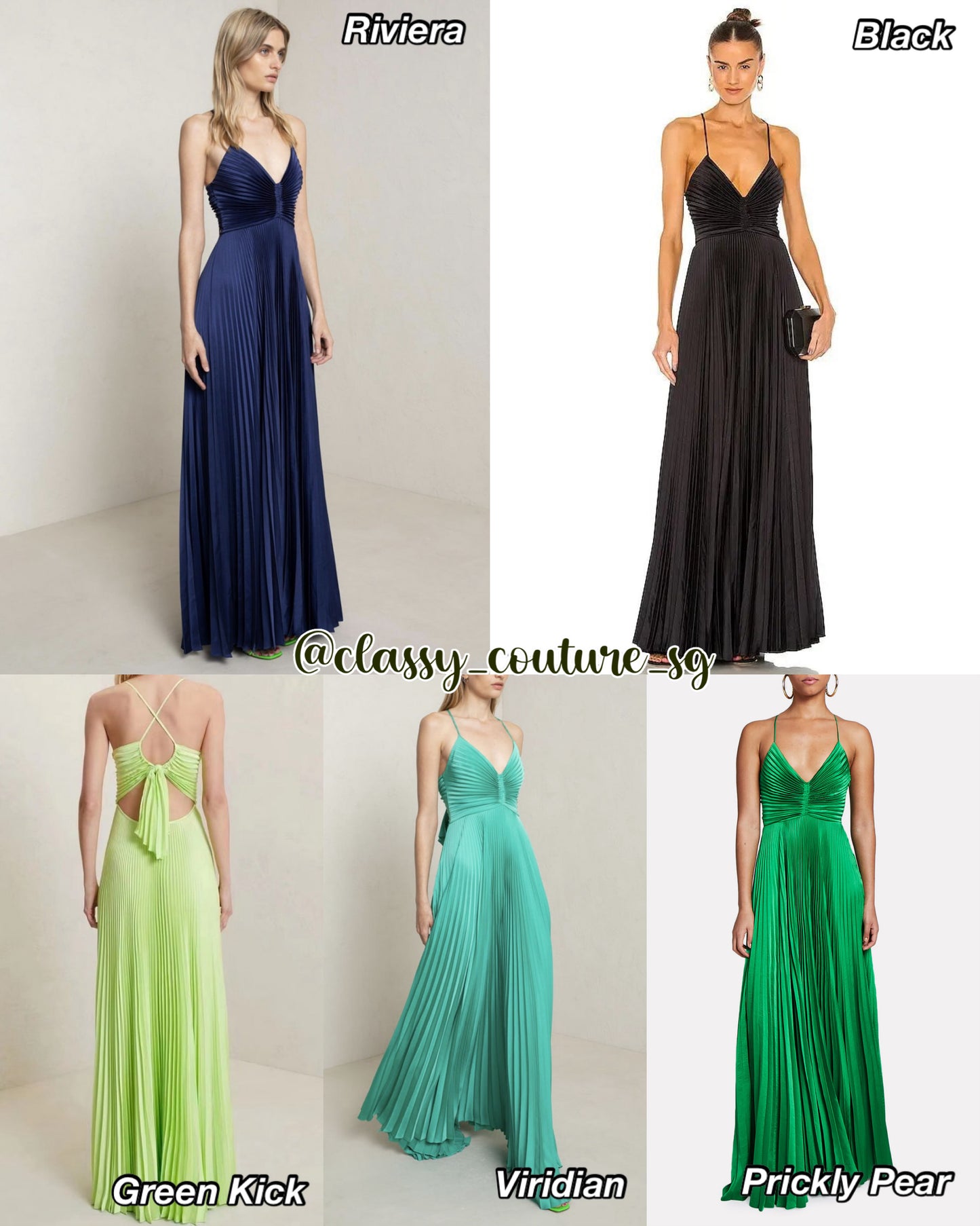 ALC Aries Satin Pleated Maxi Dress