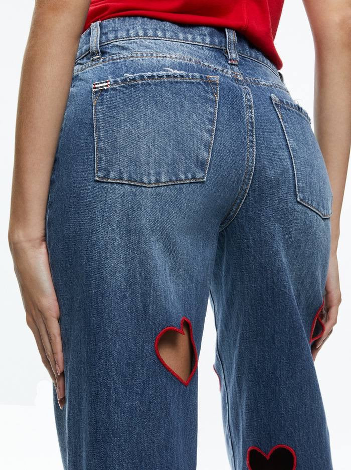 AO Karrie Embroidered Heart Cutout Jeans