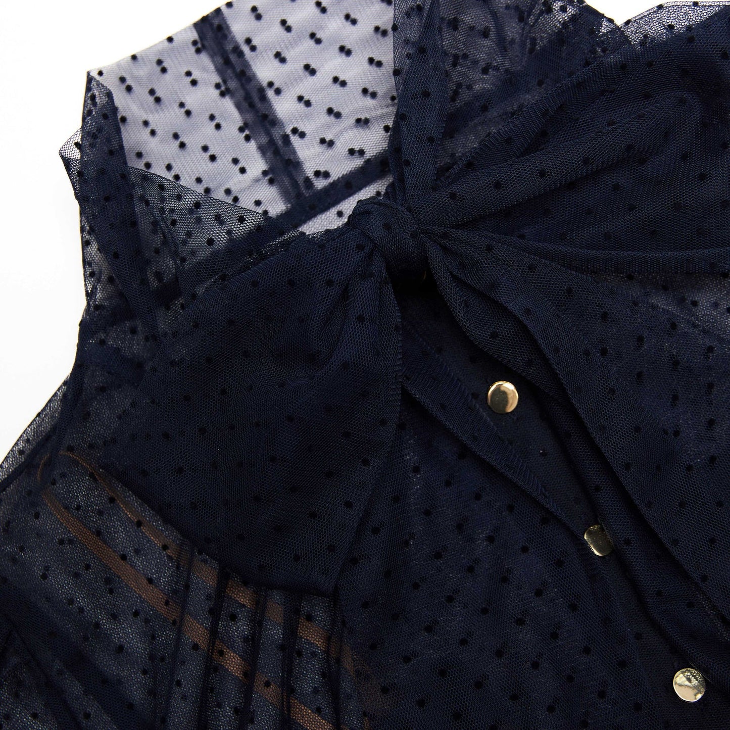 SP Navy Blue Dot Mesh Midi Dress