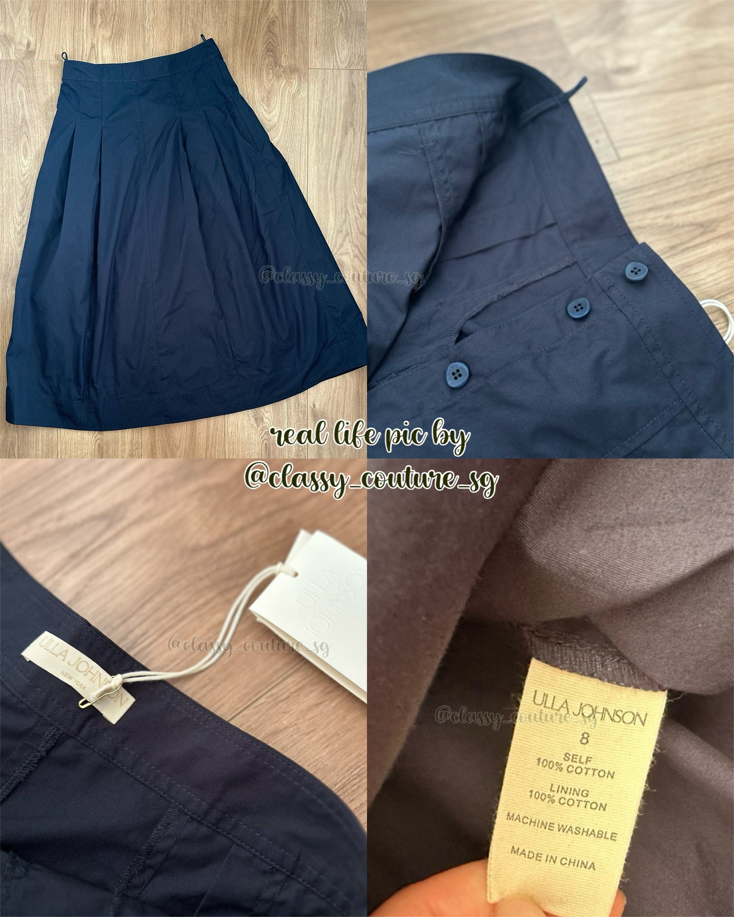 UJ Petra Cotton Midi Skirt in Midnight Navy Blue