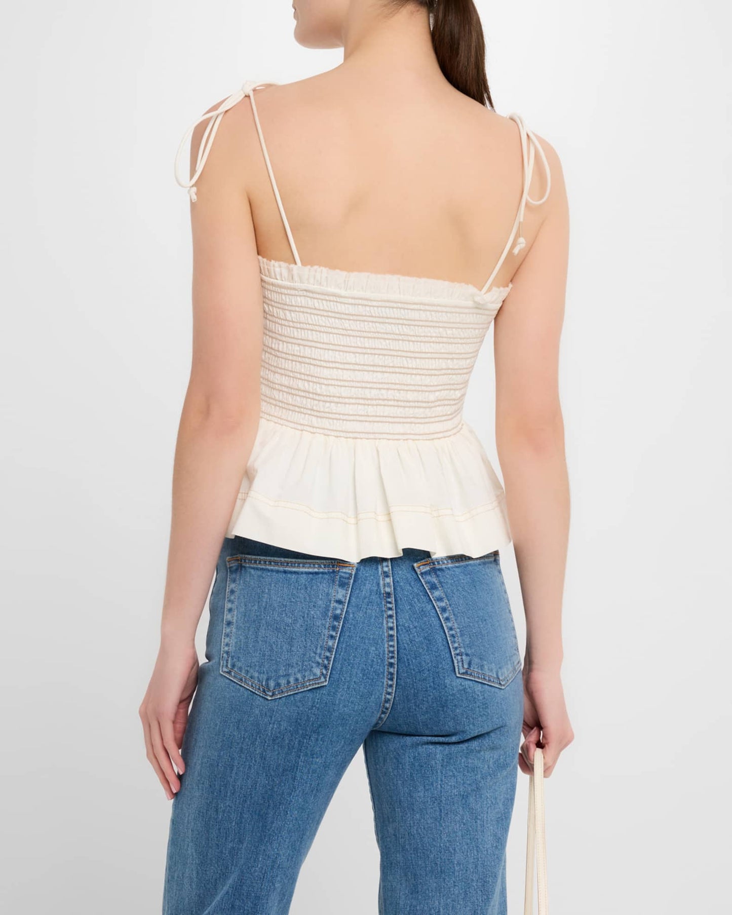 VB Ophelia Smocked Cotton Peplum Tank Top