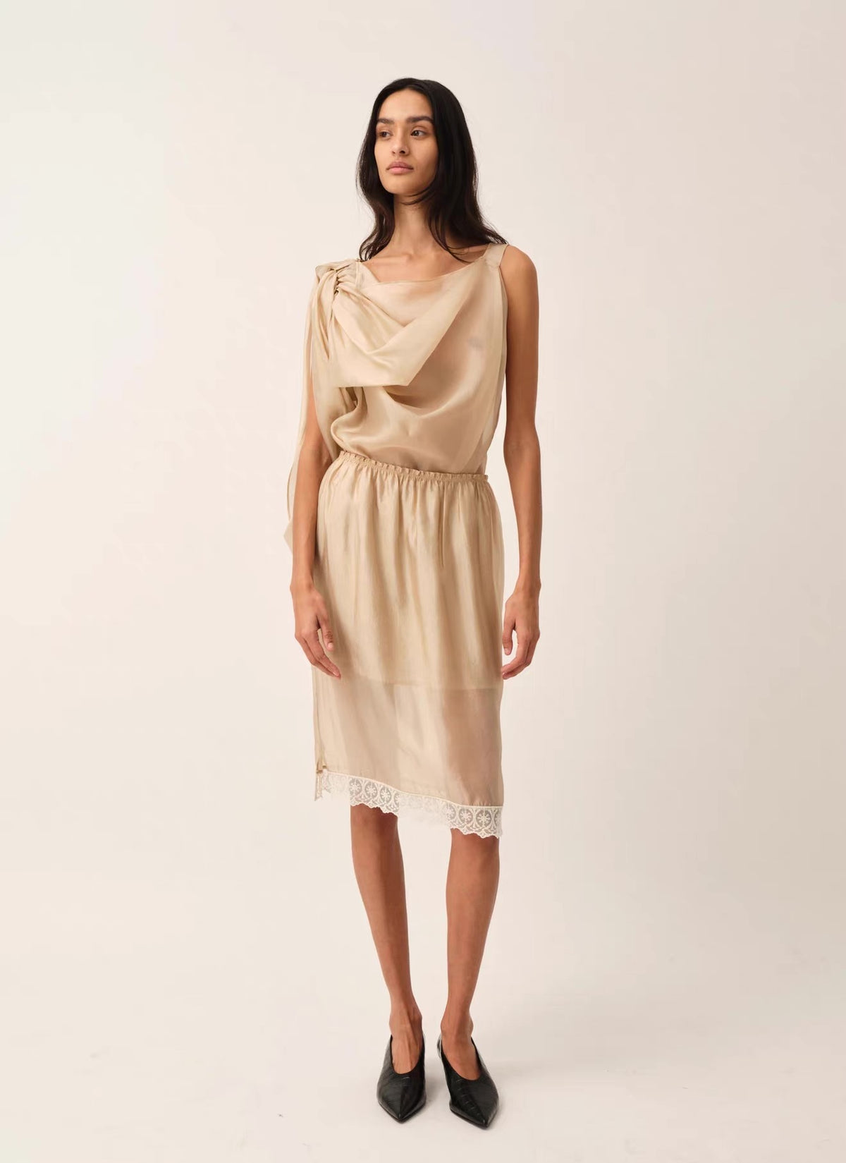 Gilian Viscose-blend Lace-trim Midi Skirt