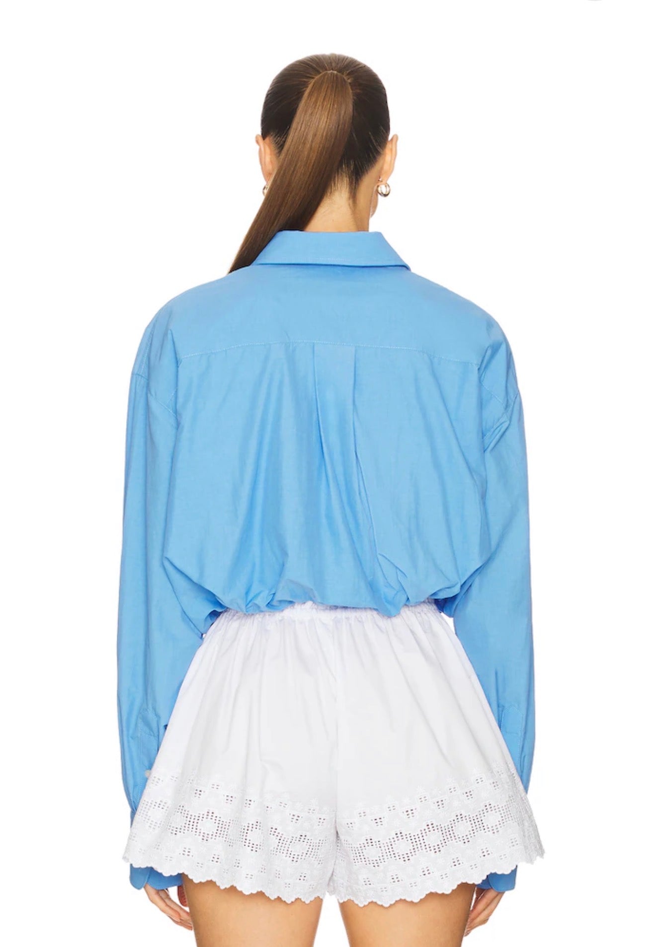 HS The Summer White Overshirt Oversized Shirtdress Shirt | White Shorts w Vintage Swiss Embroidery | Cotton Set
