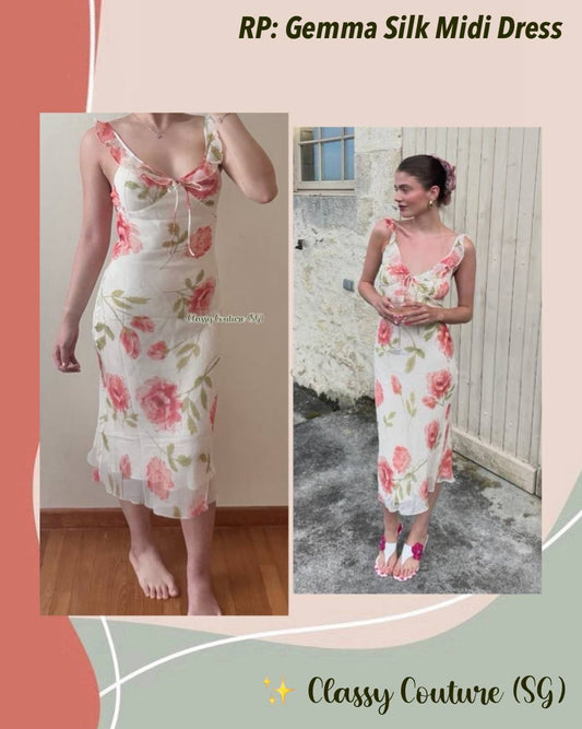 RP Gemma Silk Midi Dress in Pink Floyd Floral