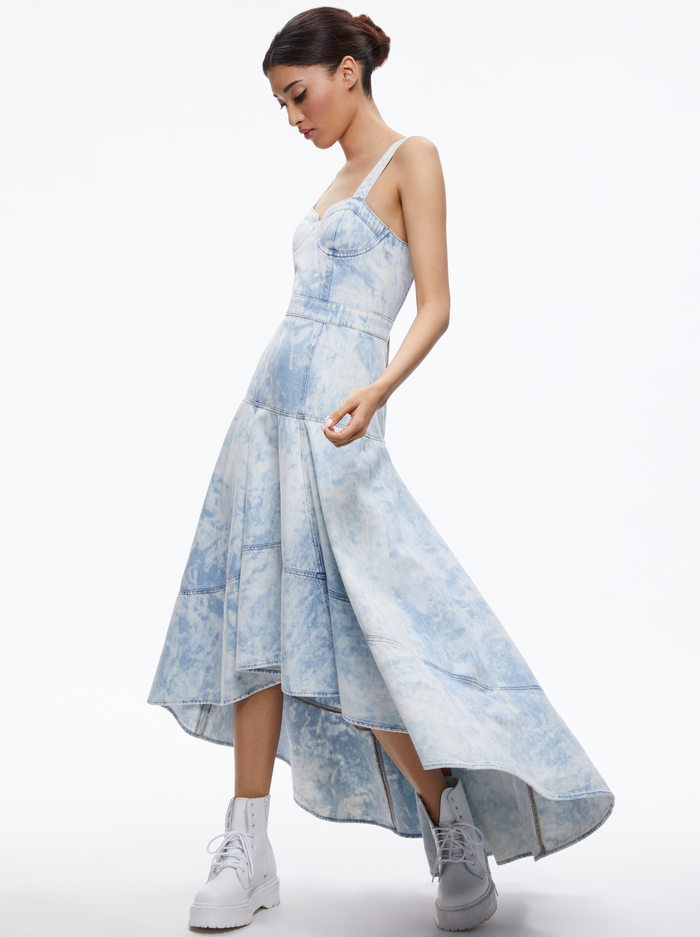 SALE! AO Donella Denim Bustier High Low Midi Maxi Dress