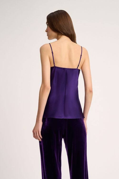 LS Luogo Silk Cami Top w Lace Appliqué