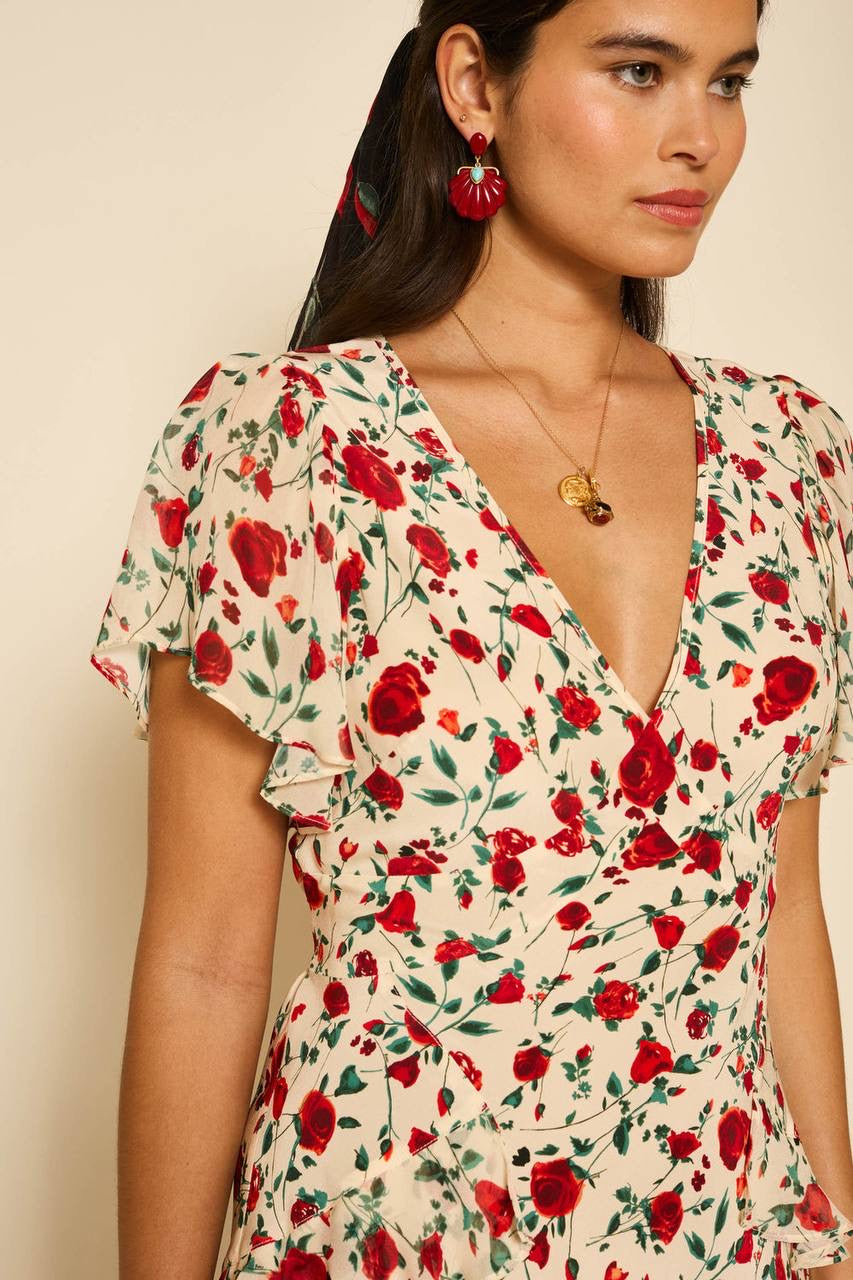 RX Sutton Flutter Sleeve Silk Mini Dress