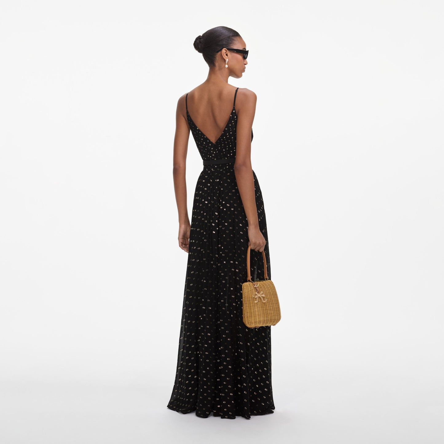 SP Black And Gold Chiffon Maxi Dress