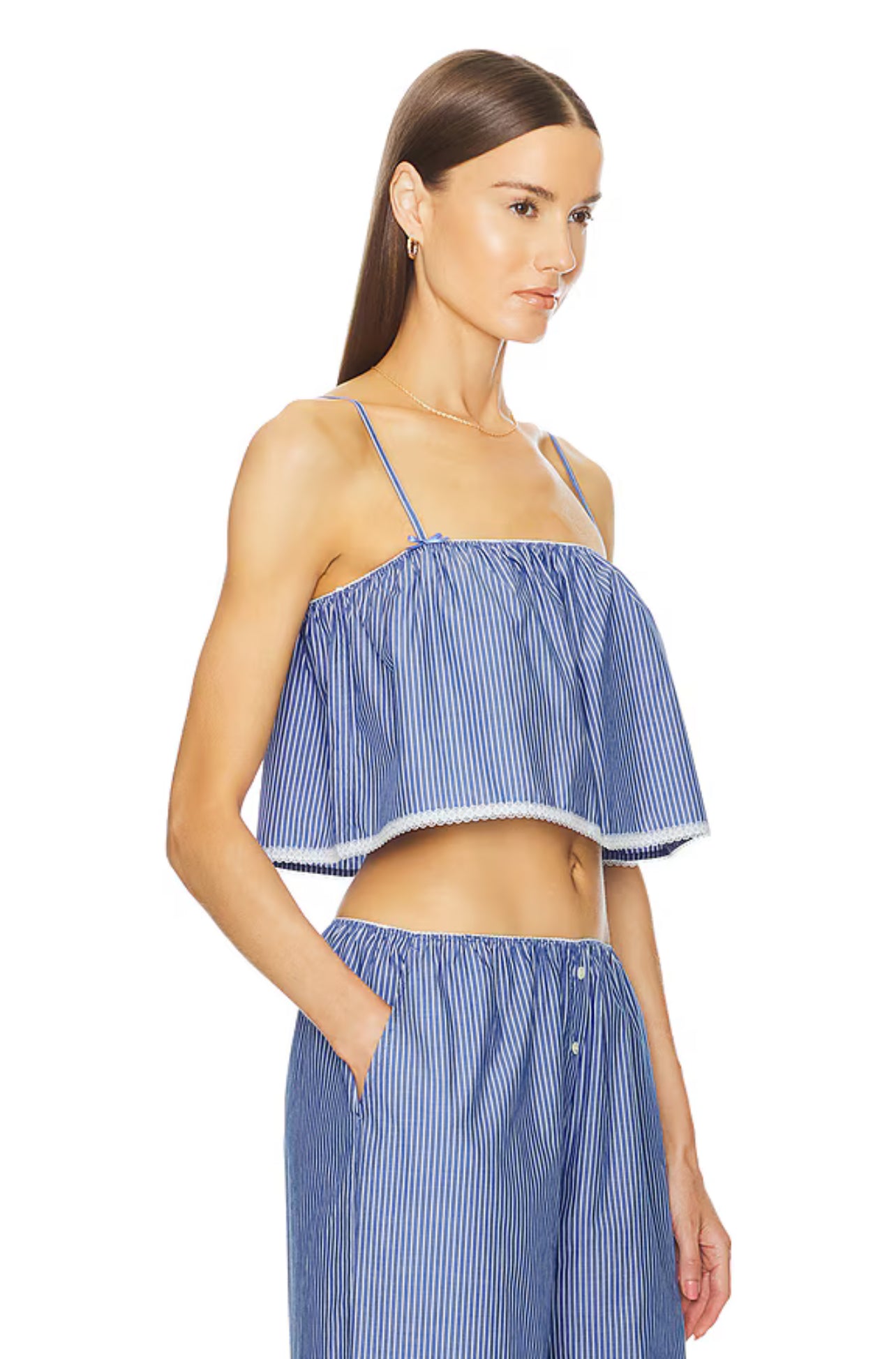 HS Pinstripe Poplin Camisole Top | House Pants | Set