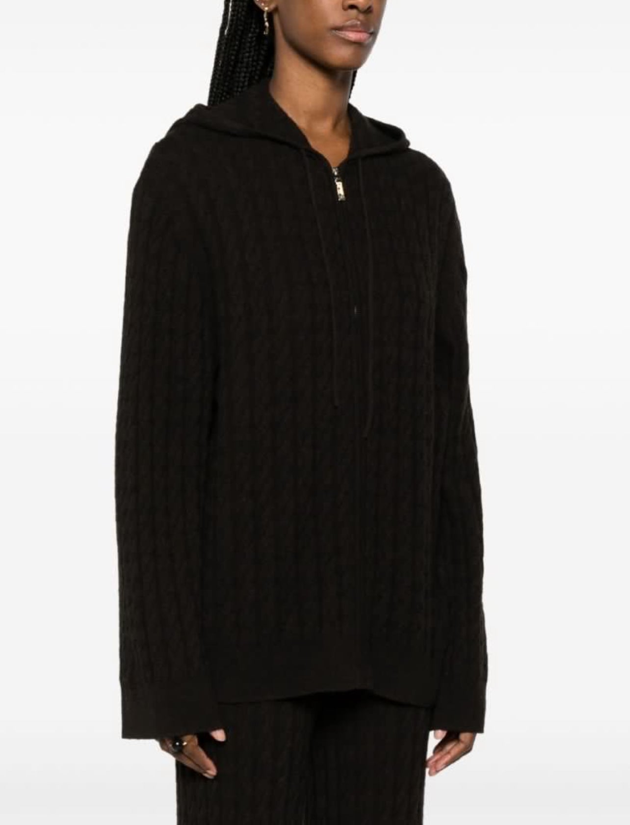 Tot Bevy Cable Knit Wool-Cashmere Hoodie Jacket