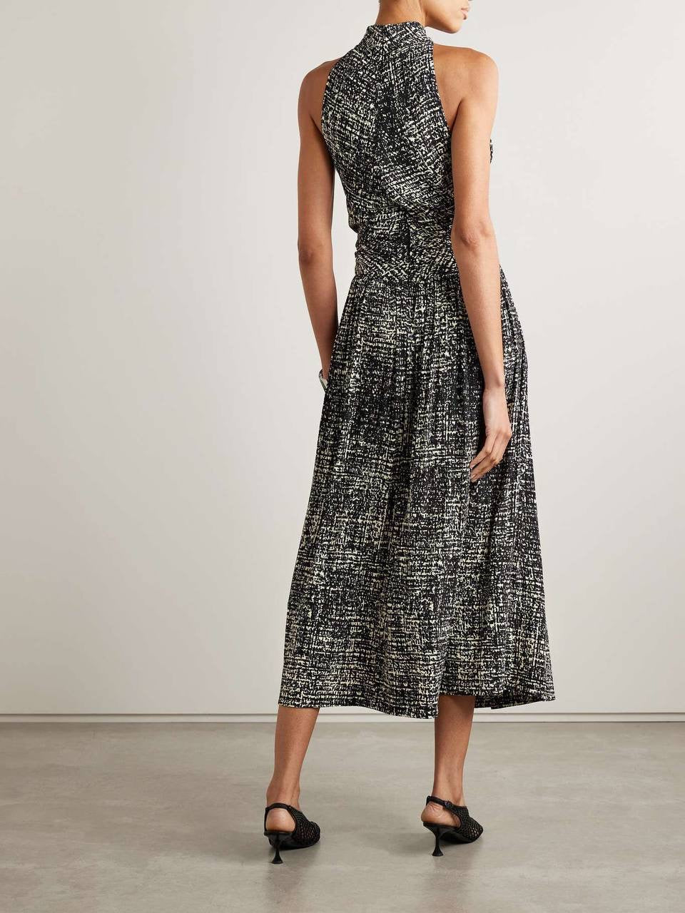 PS Lola Twist Front High Neck Sleeveless Vicose Crepe Midi Dresss