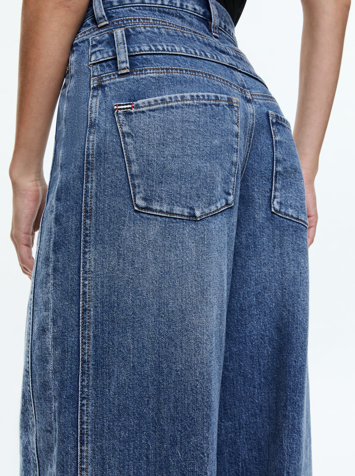 AO Double Waistband Wide Leg Jeans Pants