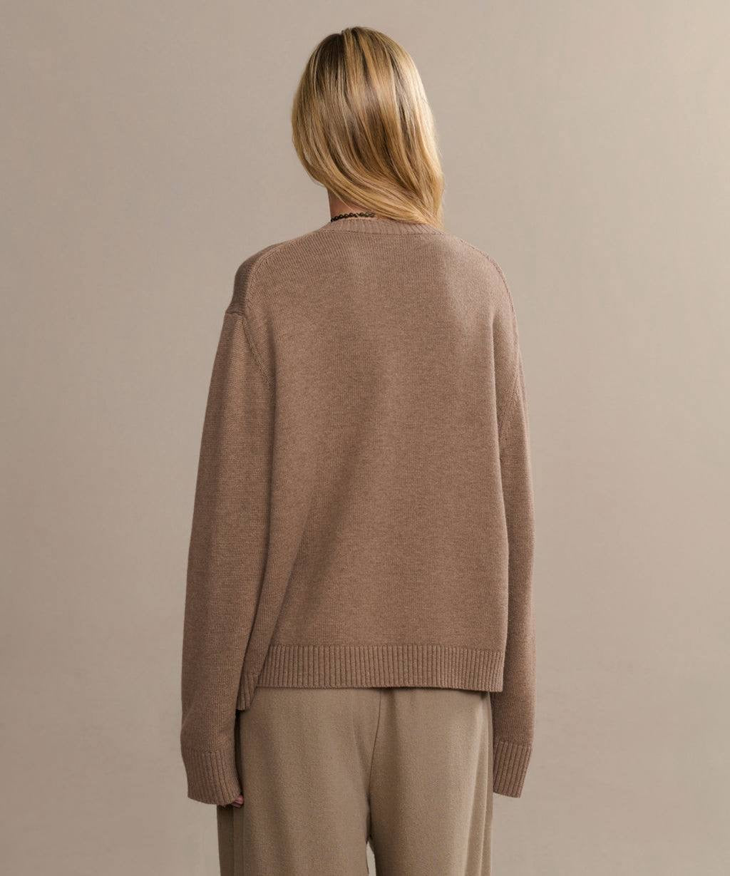 JK Simone V-Neck Wool-Cotton Pullover Sweater