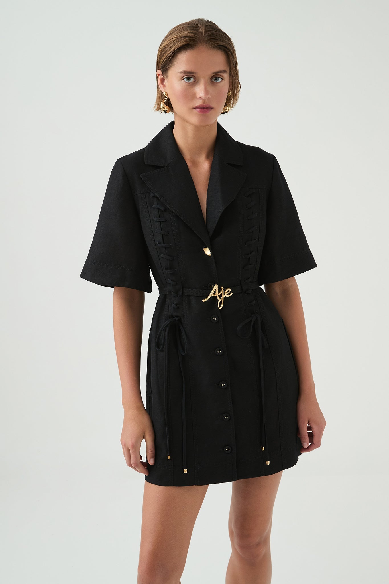 AJ Morgan & Ana Linen-Blend Mini Dress