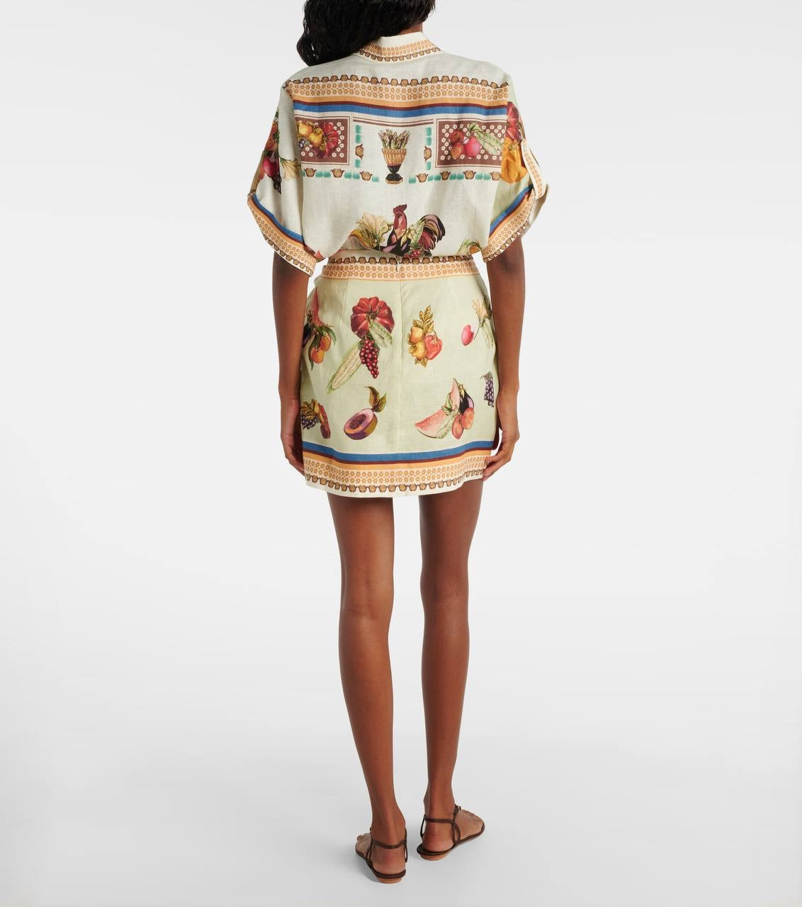 ALM Mercado Printed Linen Shirt | Pant | Wrap Mini Skirt | Set
