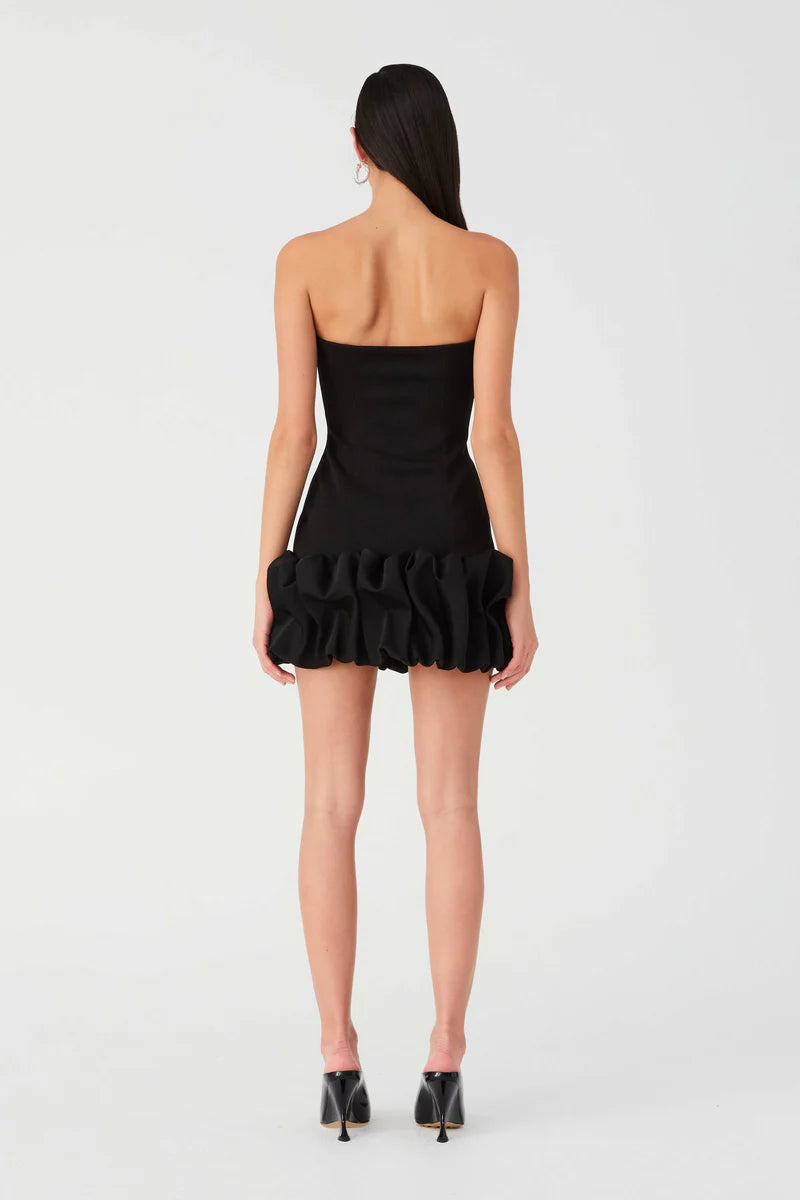 MS Saphira Stretch Crepe Mini Dress in Black