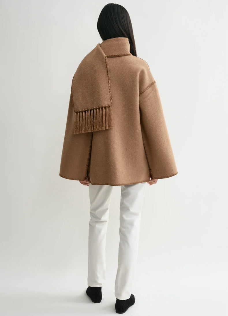 Tot Embroidered Wool-Blend Scarf Jacket