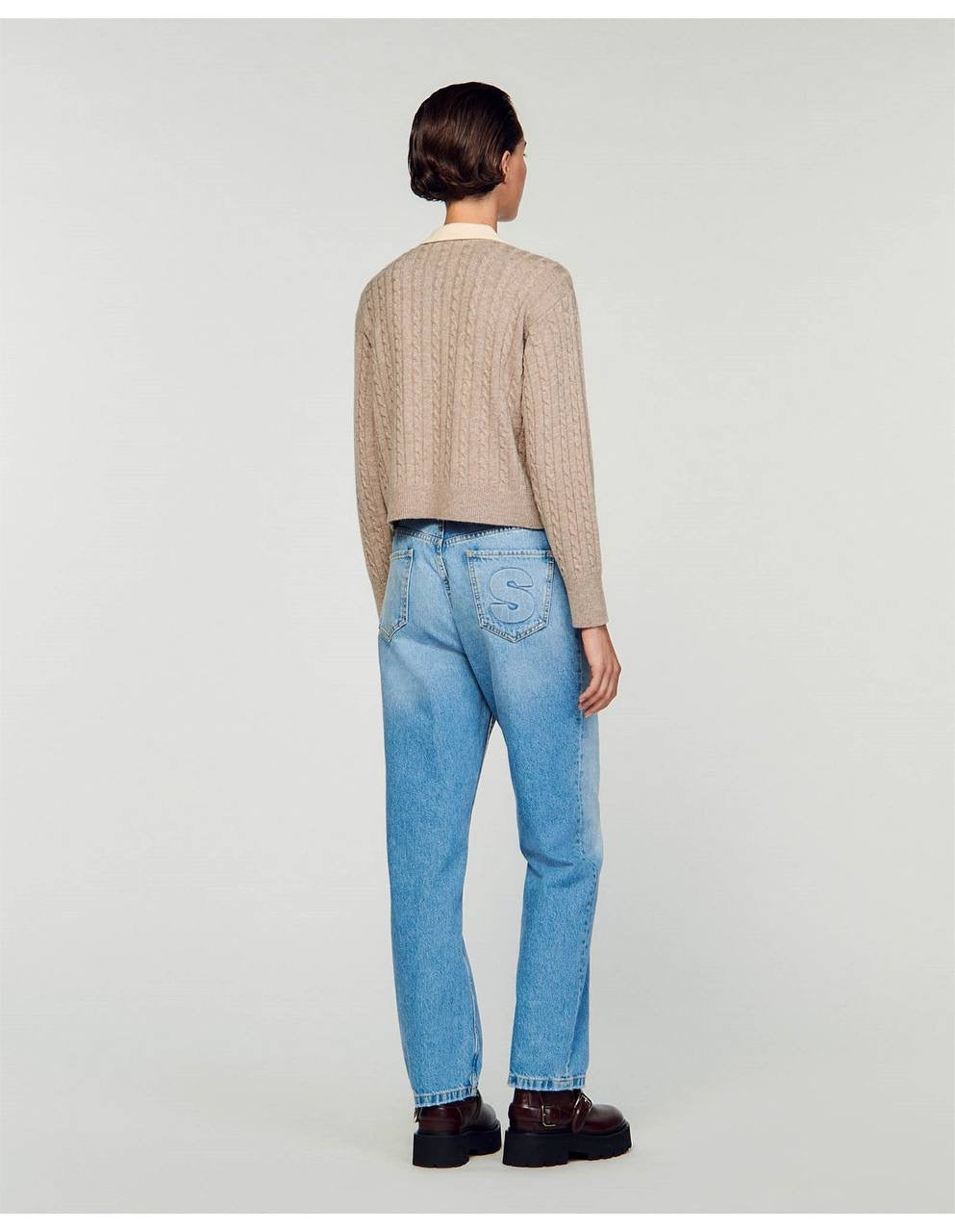 SD Reno Wool-Cashmere Contrast Collar Knit Sweater