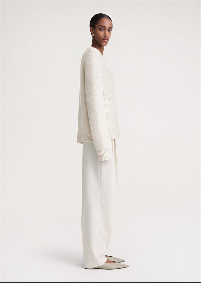 Tot Panelled Ribbed Wool Sweater Pullover