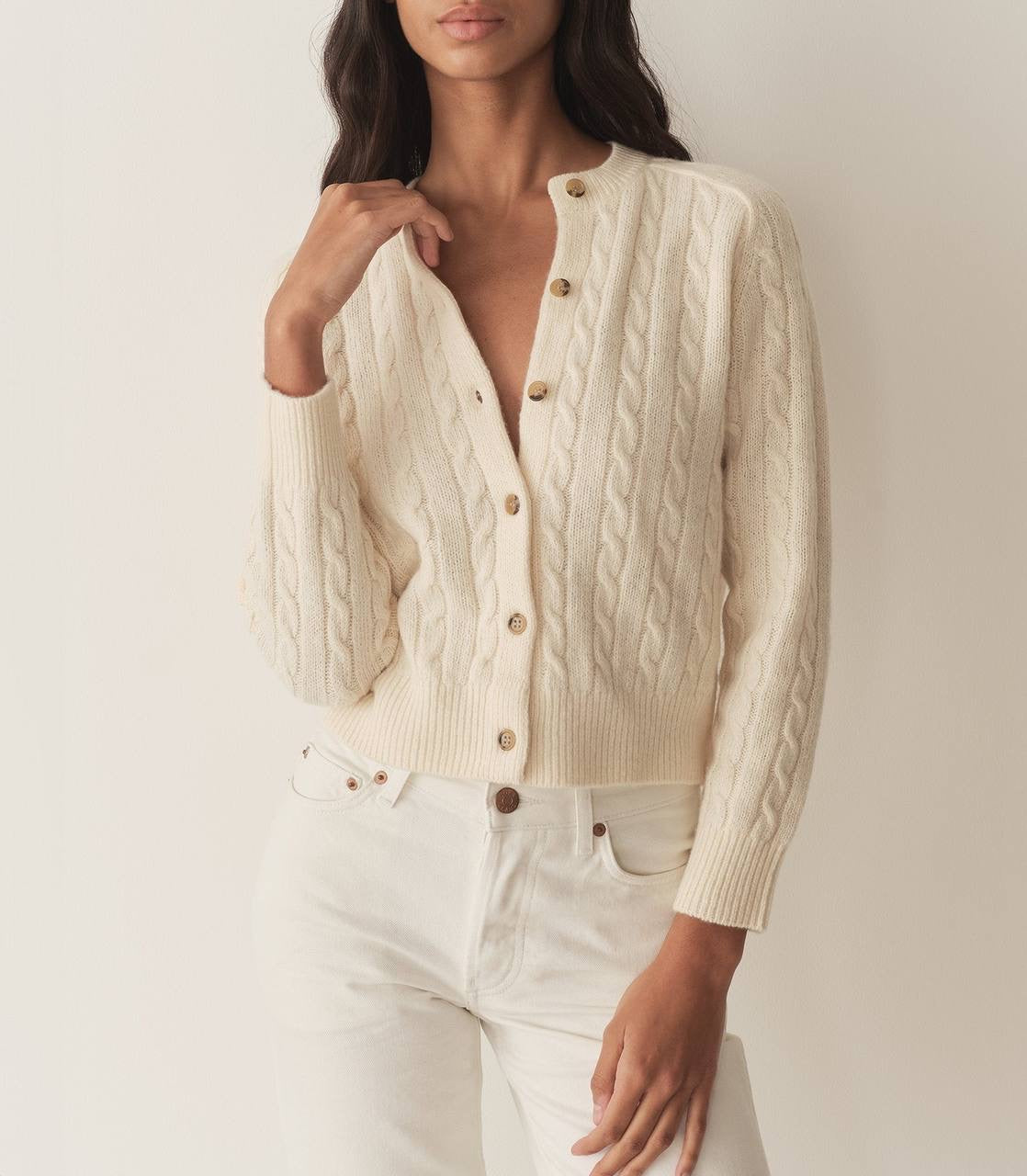 DN Penrose Cable Knit Wool-blend Cardigan