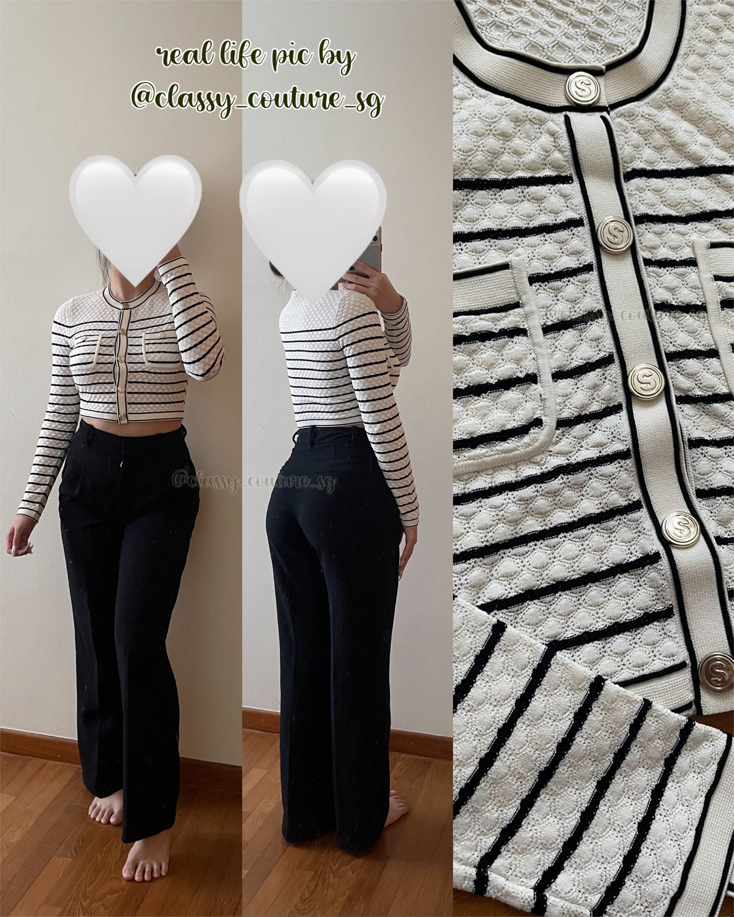SD Molie Short Cropped Striped Cardigan Stretch-Viscose