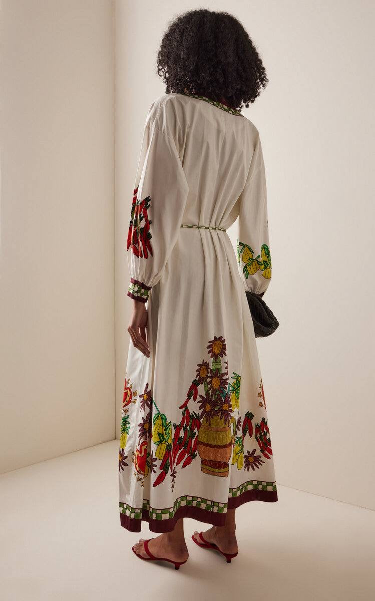 ALM Katerina V Neck Cotton Midi Dress