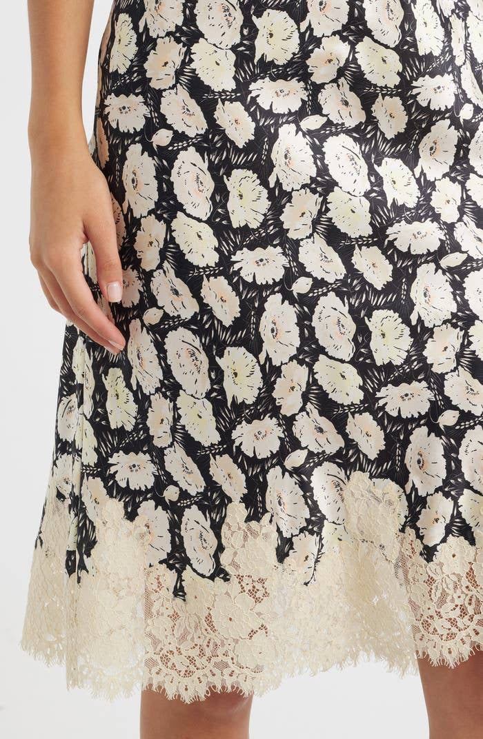 DN Loure Lace Camisole Top | Elowette Floral Lace Hem Silk Midi Skirt | Set