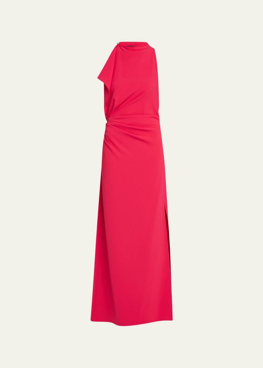 PS Devyn Draped Matte Double Crepe Maxi Dress Gown