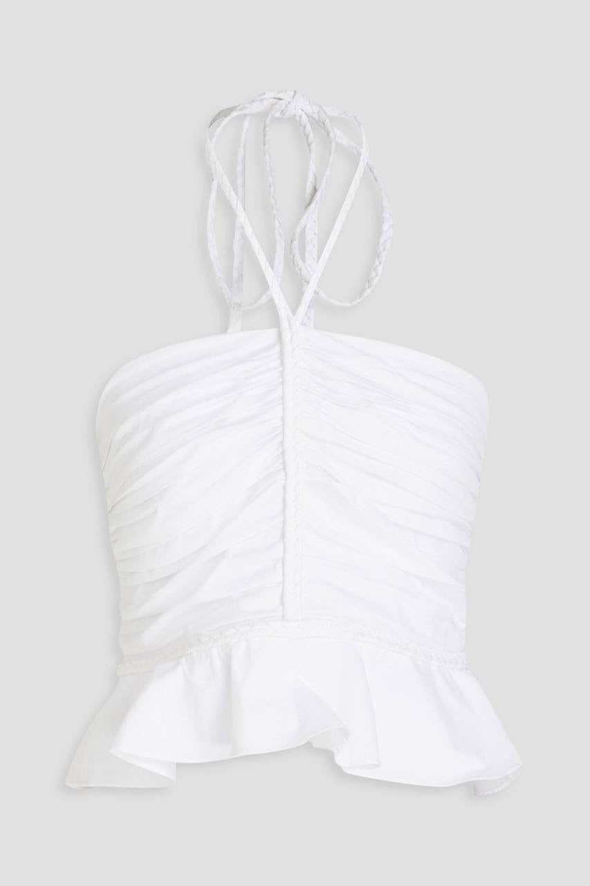 VB Arienne Stretch-Cotton Halter Peplum Top