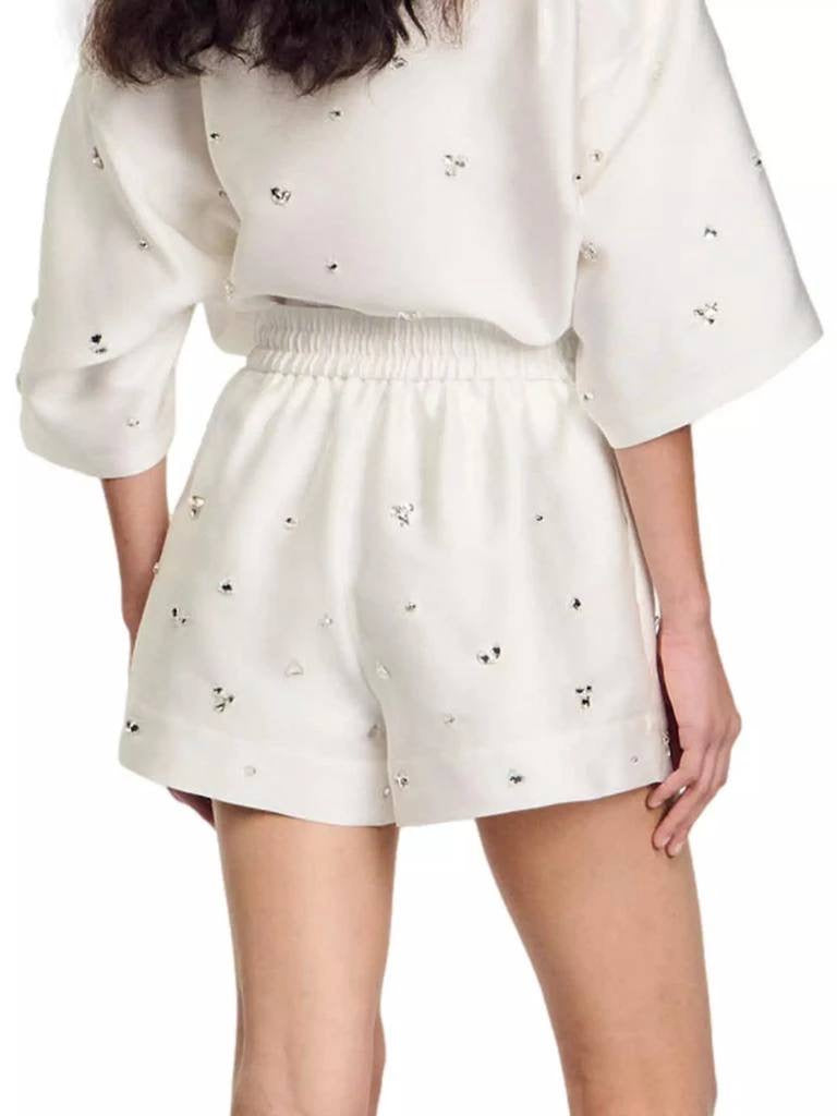 SD Onyx Rhinestone Wide-Leg Drawstring Shorts