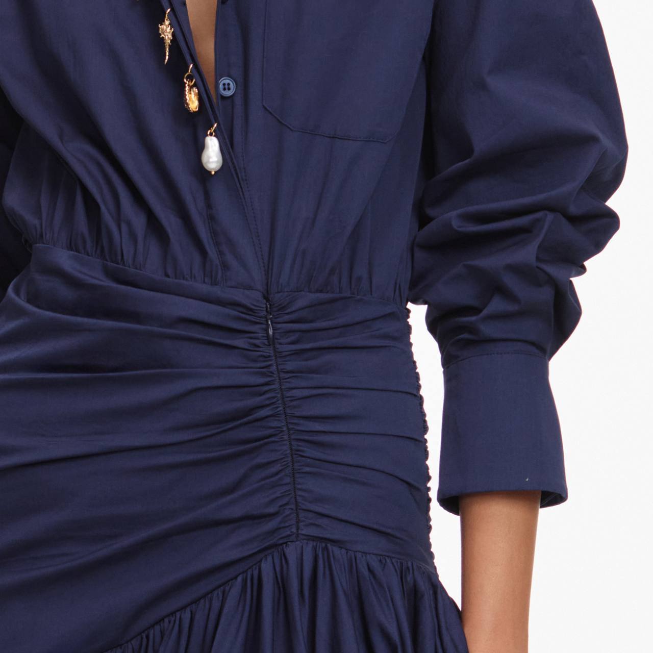 SP Navy Cotton Asymmetrical Midi Dress