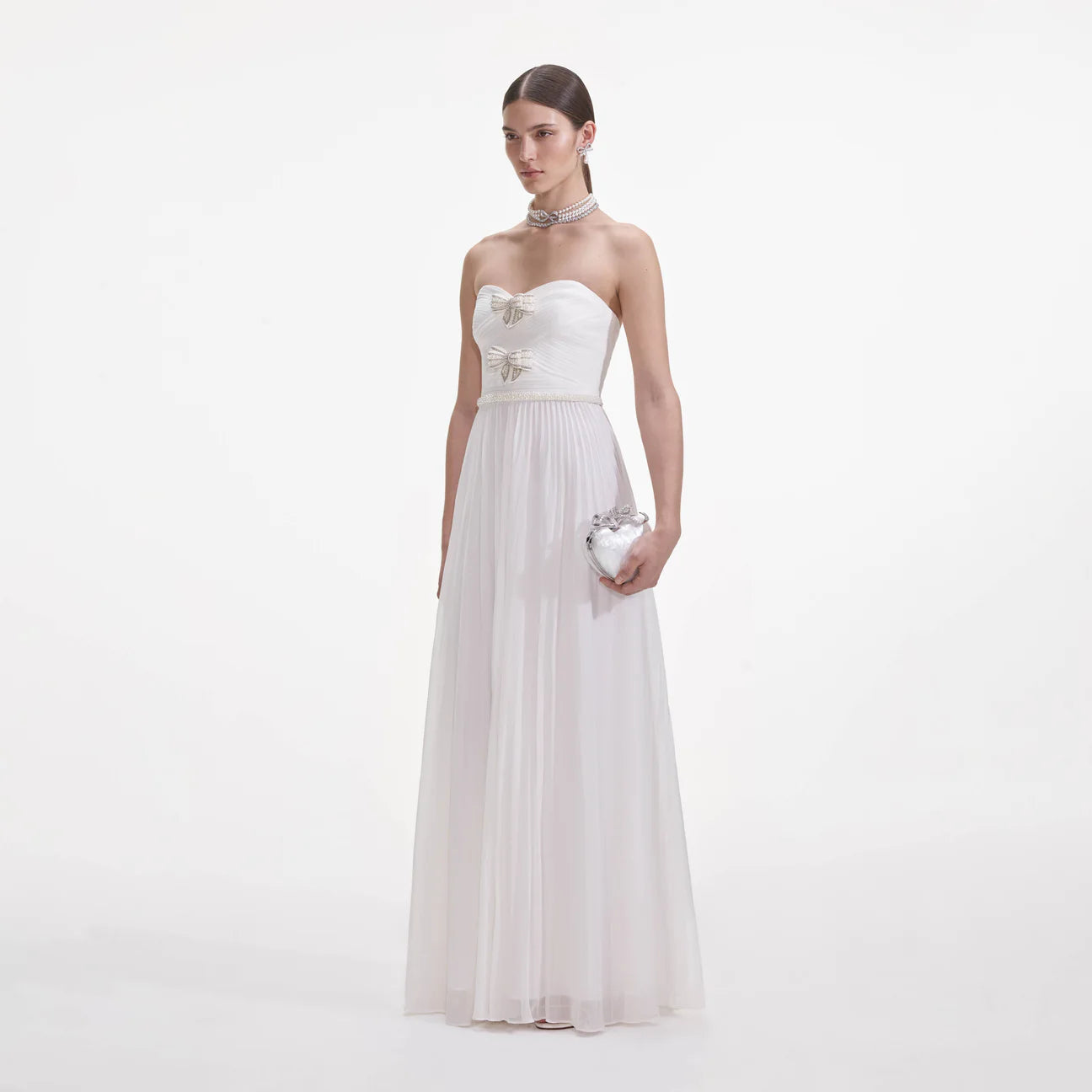 SP White Chiffon Bow Maxi Dress
