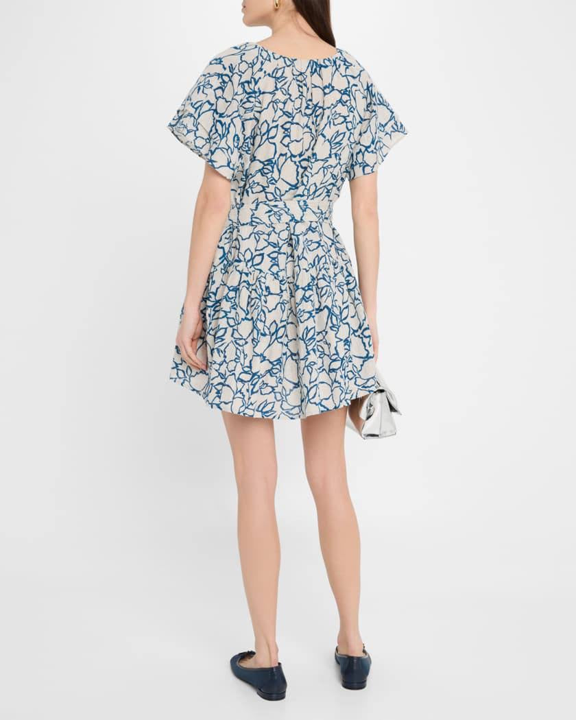 AA Morgan Linen Mini Dress in Lace Floral Flax