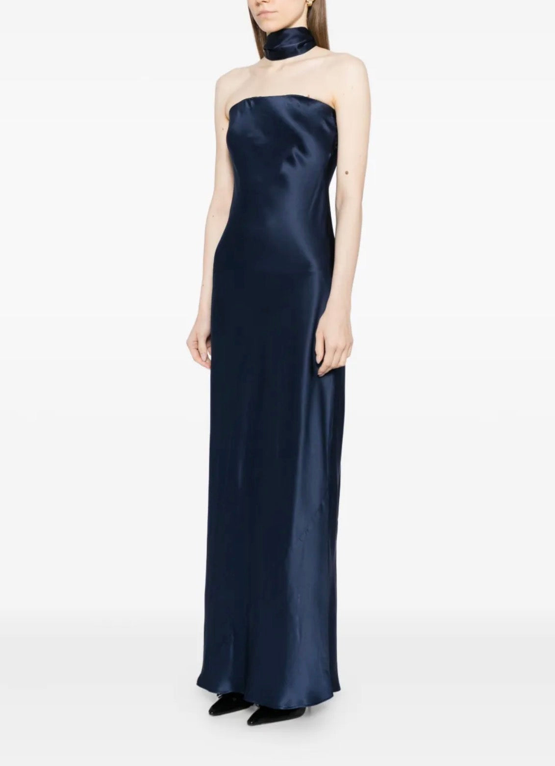 SALE! Oren Strapless Bandeau Silk Maxi Dress with Scarf