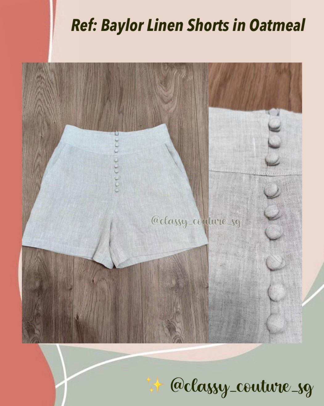 Ref Baylor Linen Shorts in Oatmeal