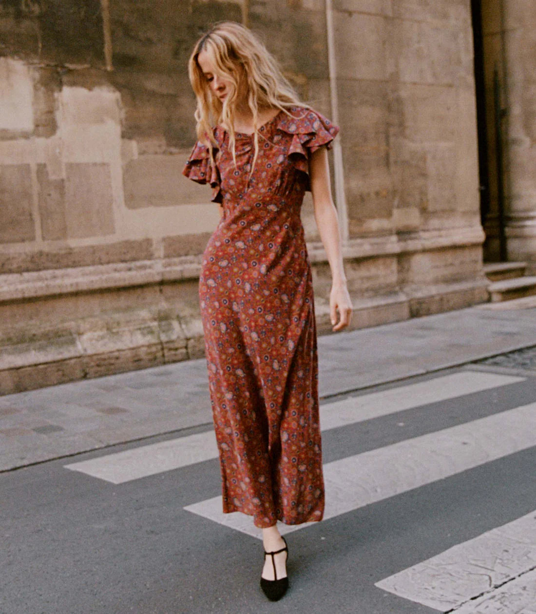 DN Beatriz Ruffled Silk Midi Dress