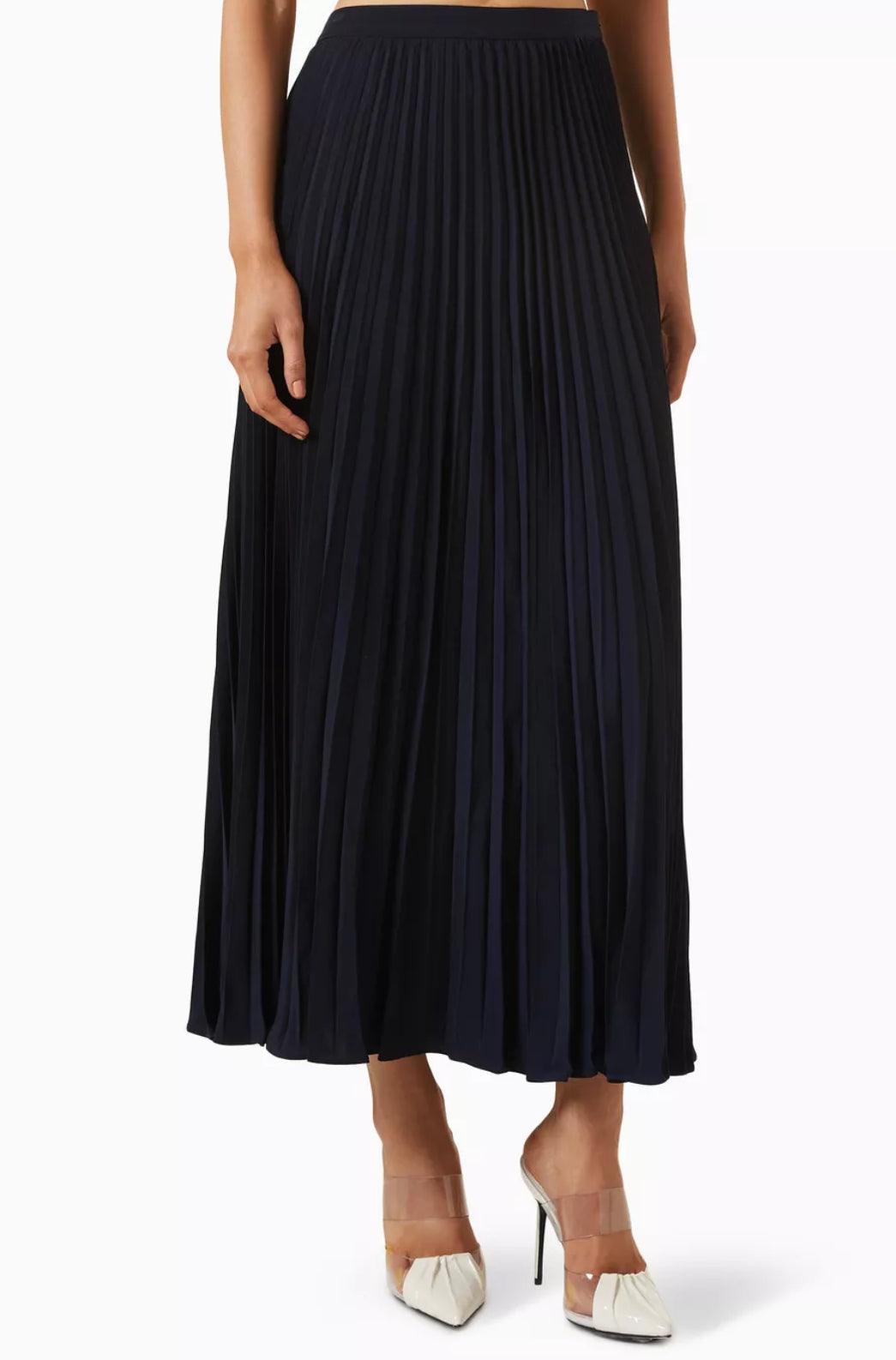 VB Addi Pleated Midi Skirt in Navy Blue