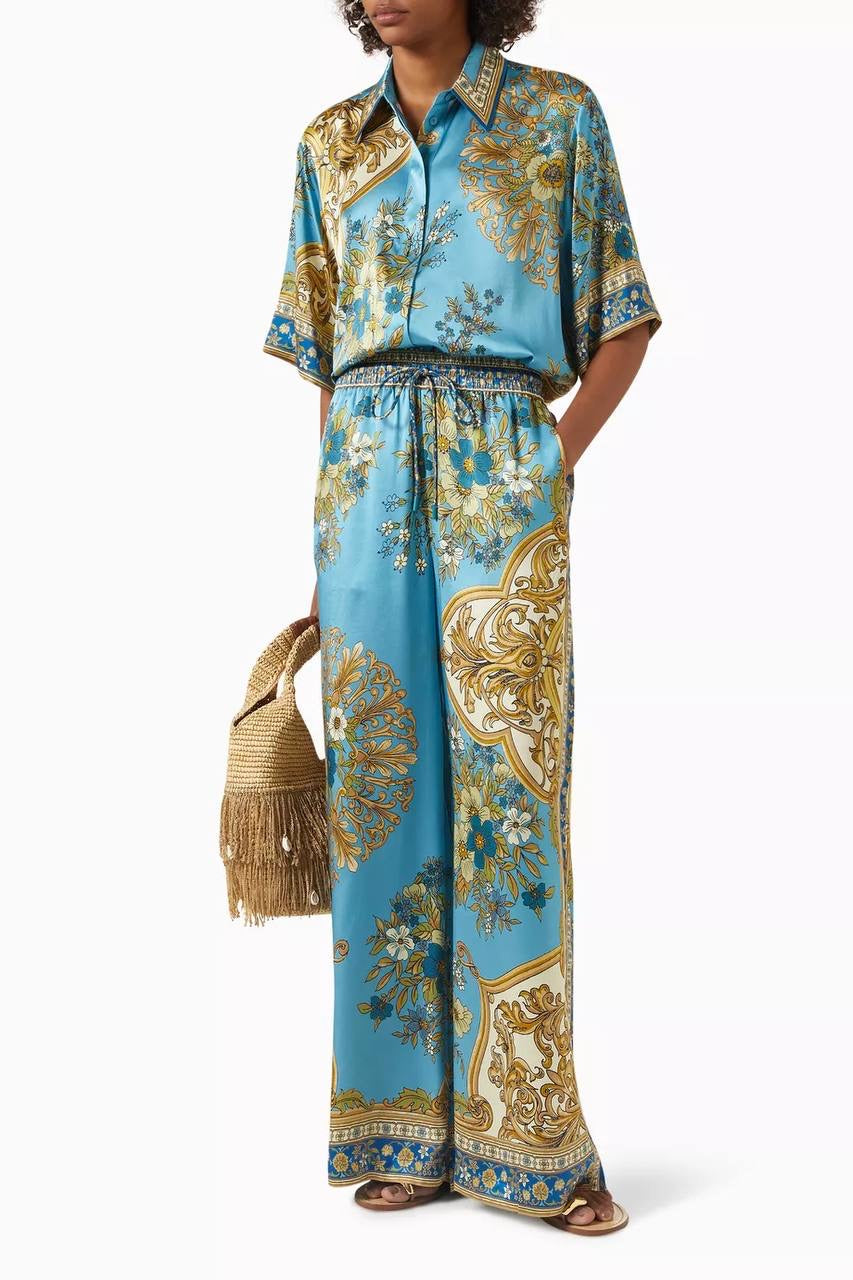 ALM Cassie Printed Silk Shirt | Pants | Set