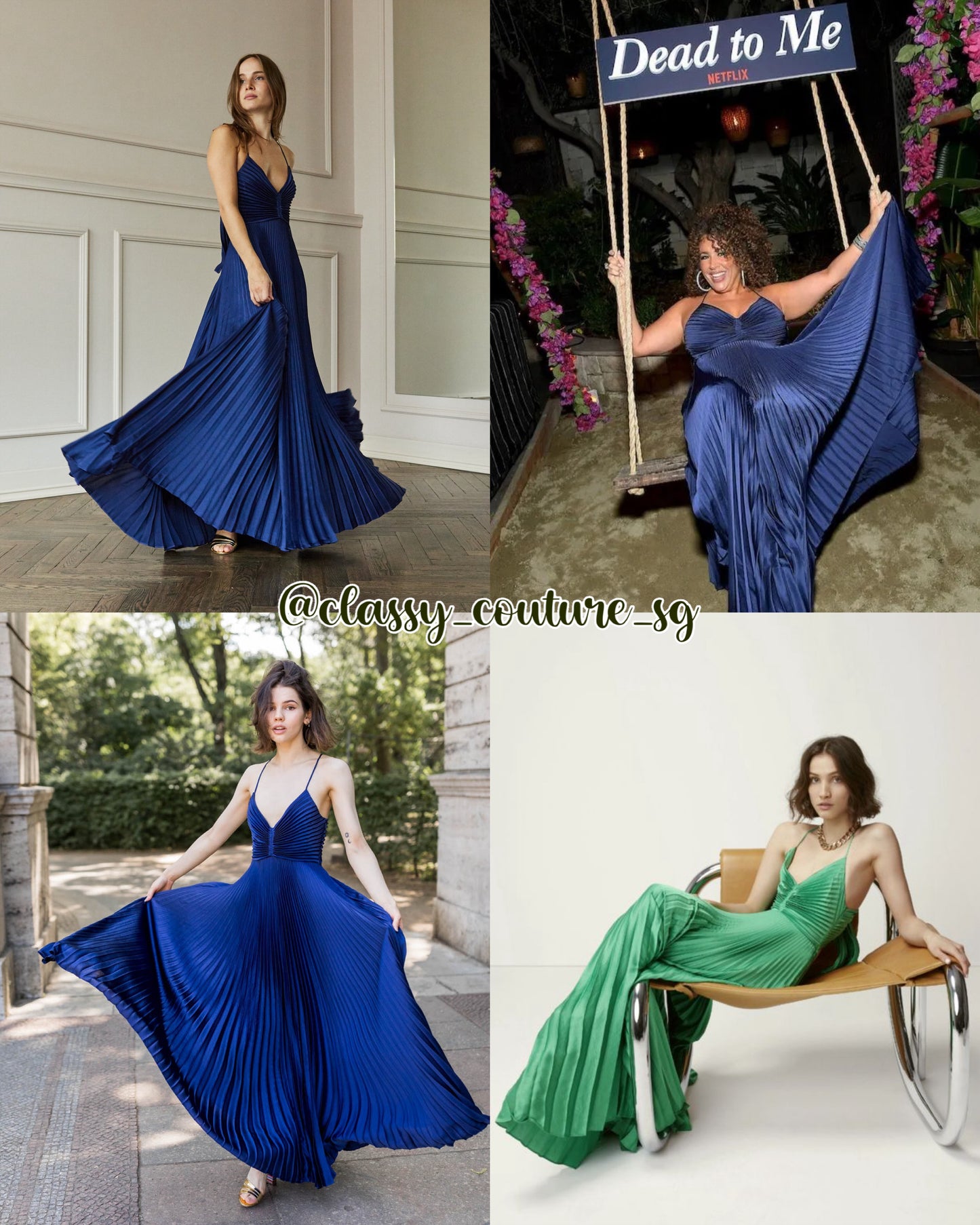 ALC Aries Satin Pleated Maxi Dress