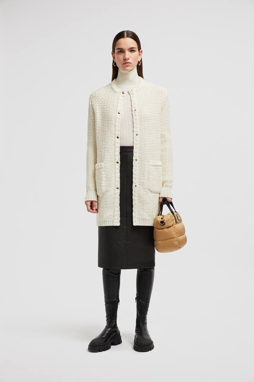 MC Mixed Media Padded Down Wool-Cotton Long Cardigan