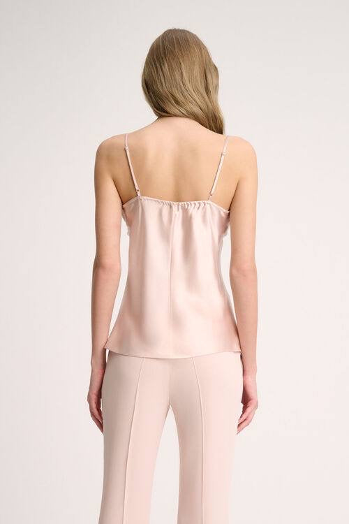 LS Luogo Silk Cami Top w Lace Appliqué