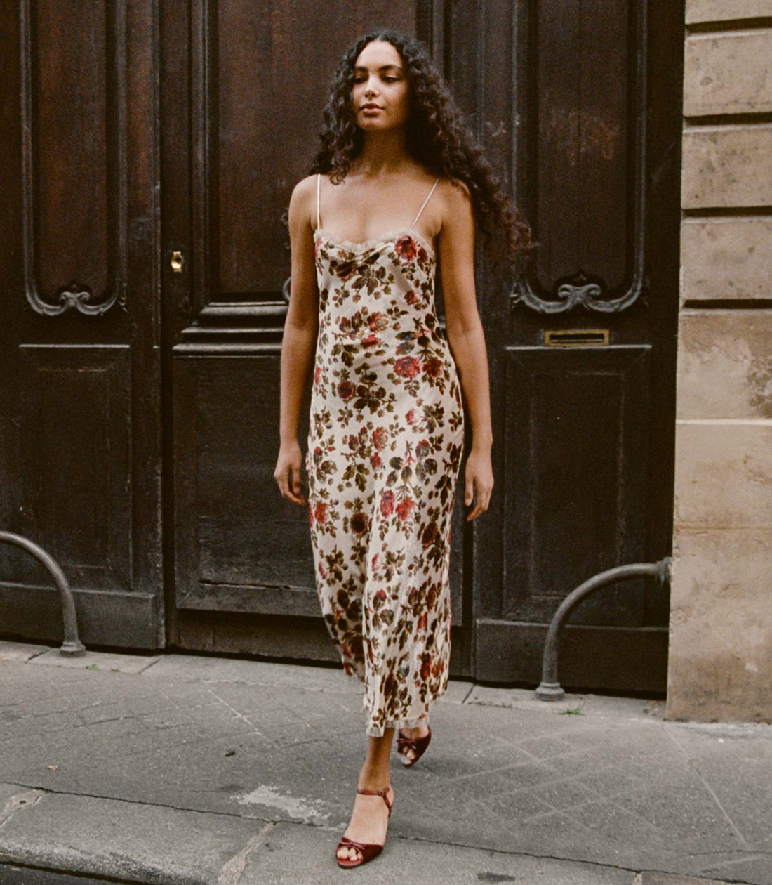 DN Calsi Silk Velvet Midi Dress in Primrose Garden Floral