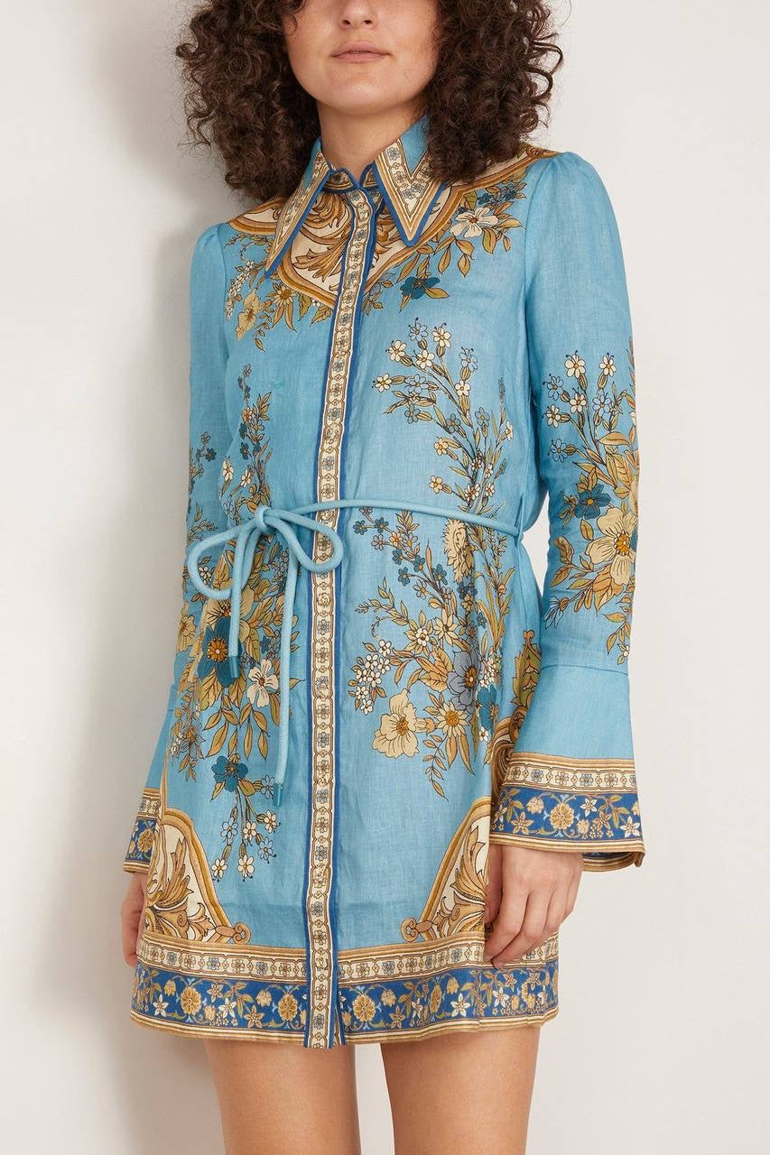 ALM Cassie Floral Linen Mini Dress