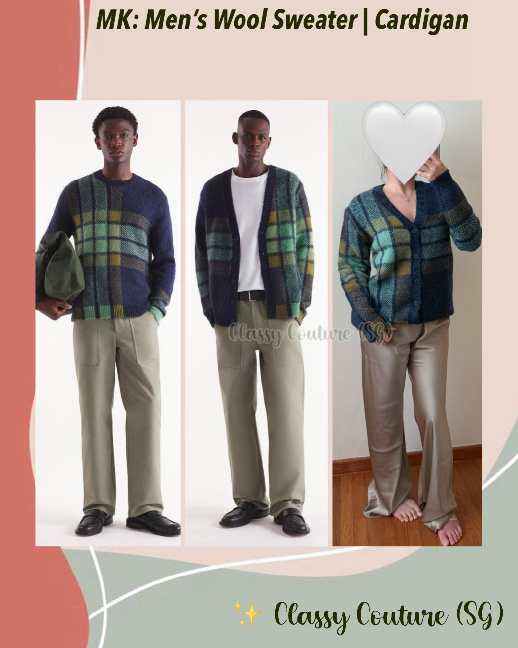 MK Men’s Graphic Check Wool-Blend Pullover Sweater | Cardigan