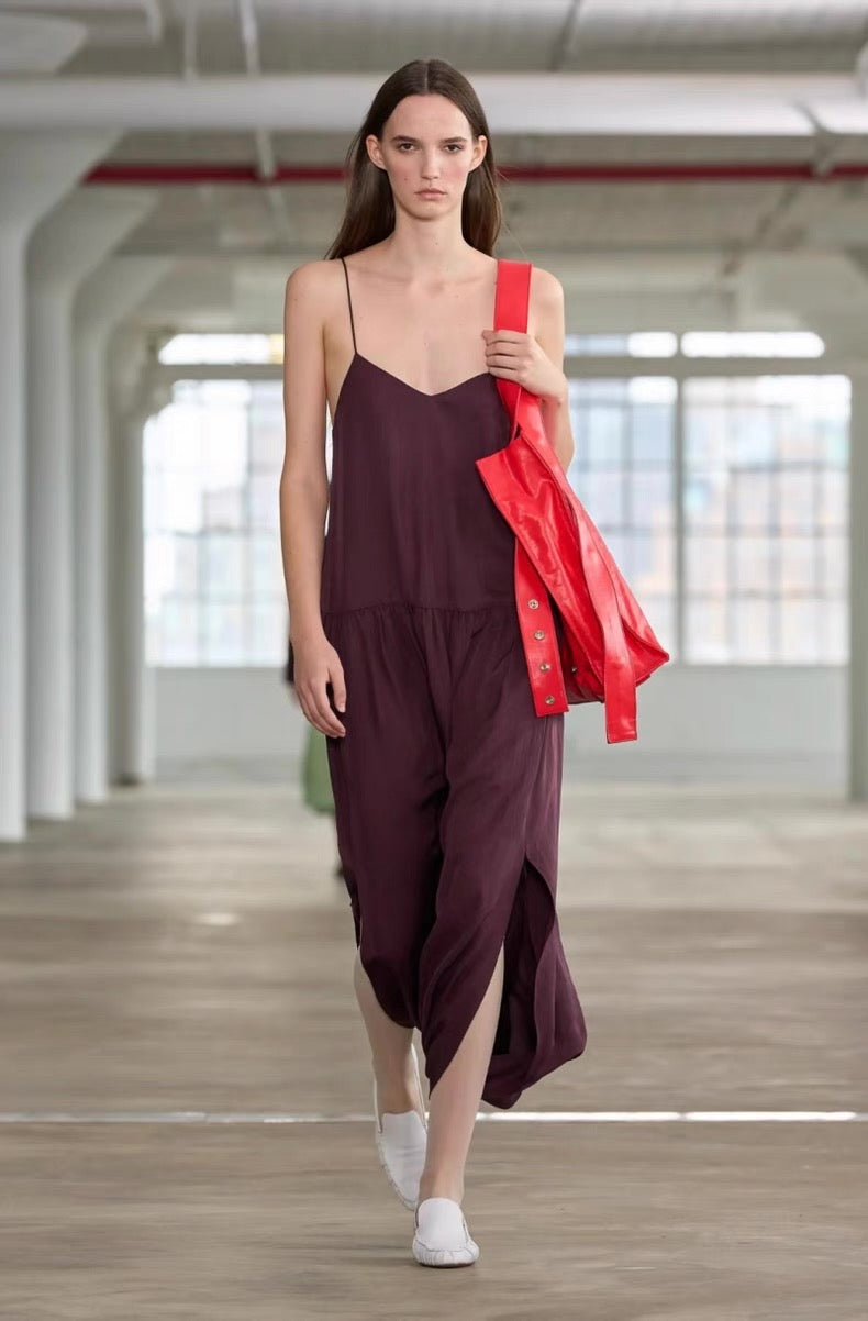 TB Spring Acetate Strappy Jalouise Midi Dress