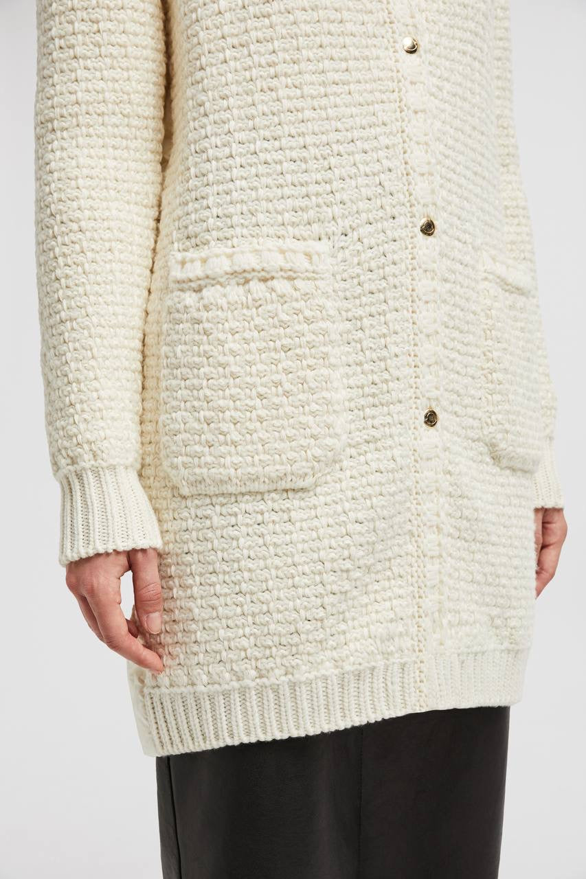 MC Mixed Media Padded Down Wool-Cotton Long Cardigan