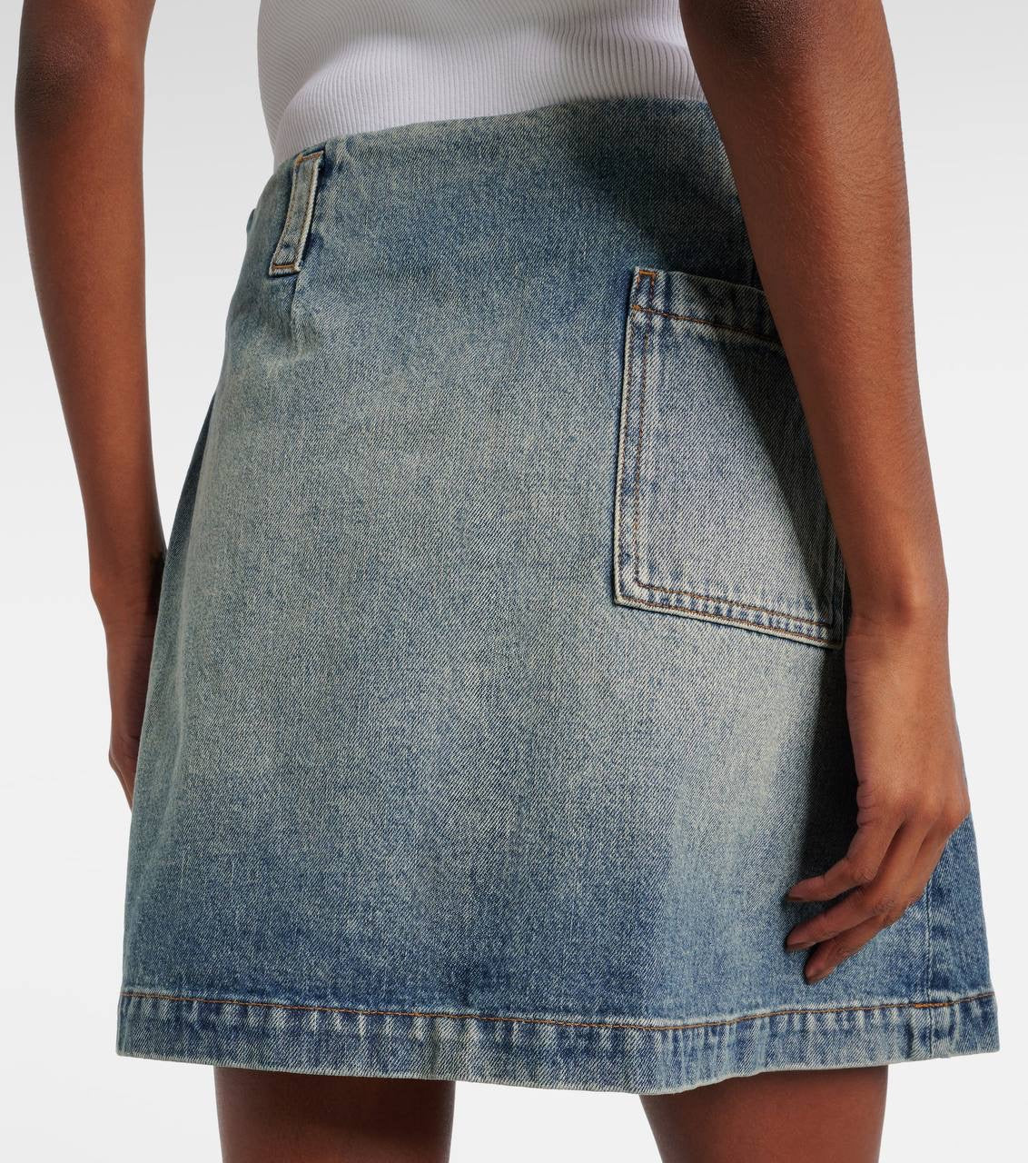 LW Pleated Denim Mini Skirt