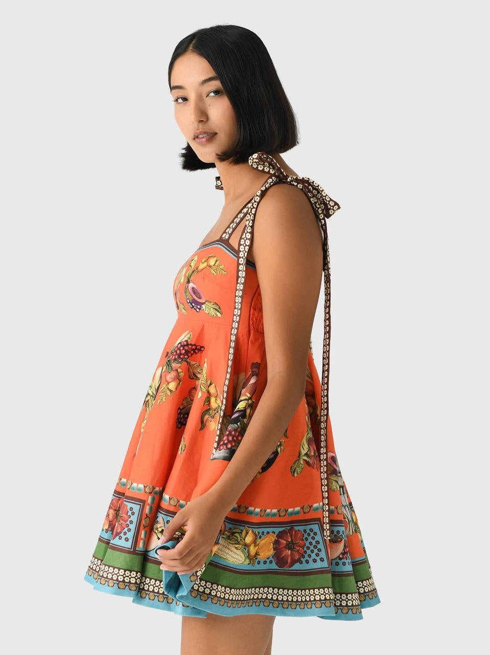 ALM Rocco Graphic Pattern Linen Mini Dress