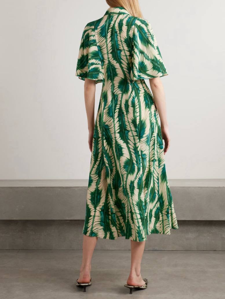 UJ Silhouette Silk Crepe Midi Dress in Acacia
