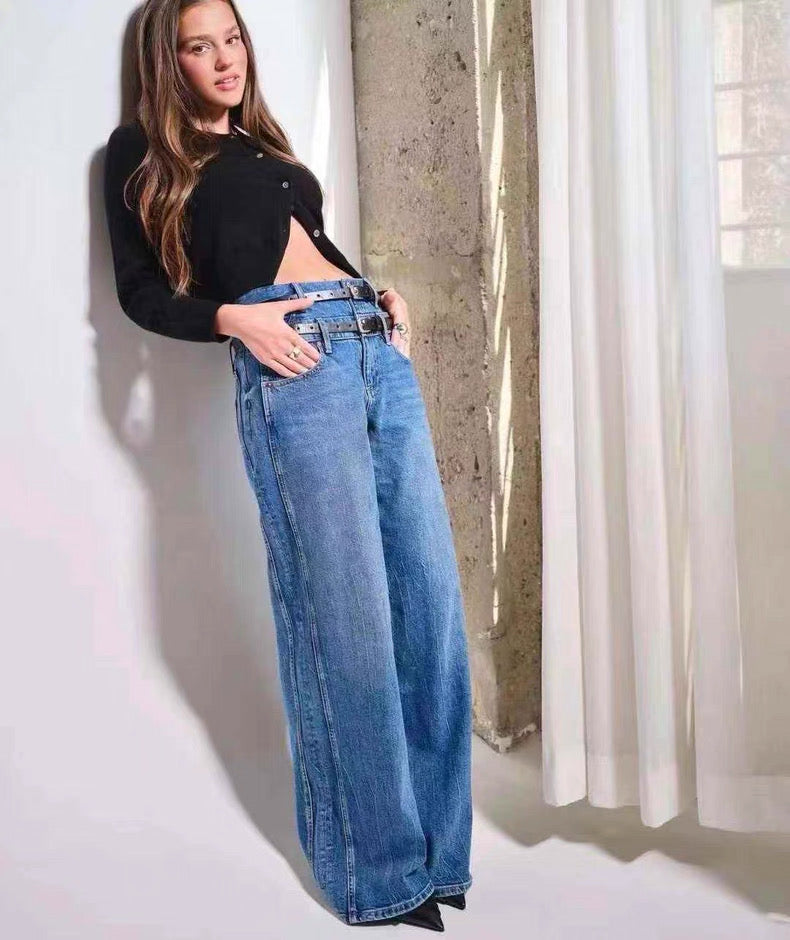 AO Double Waistband Wide Leg Jeans Pants